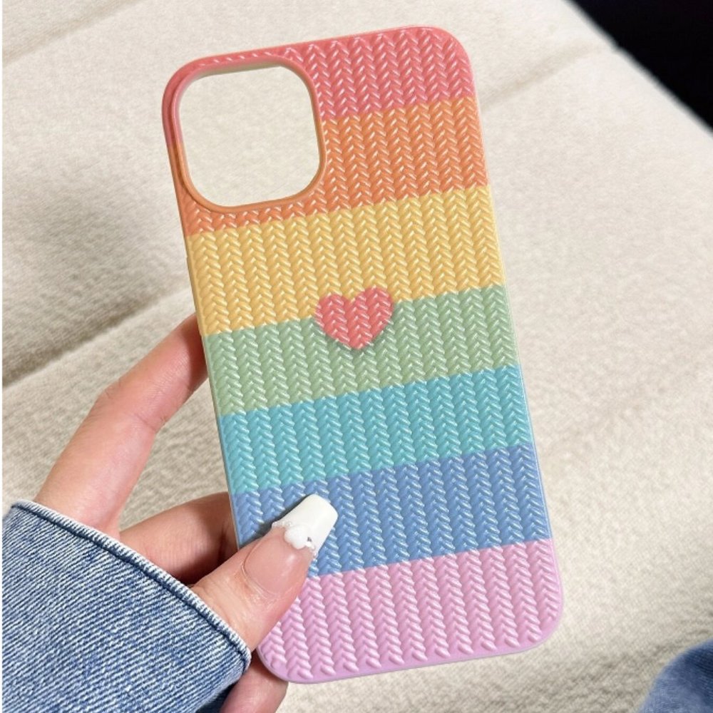 iPhone15/15Plus/15Pro/15Promax Rainbow Striped Phone Case